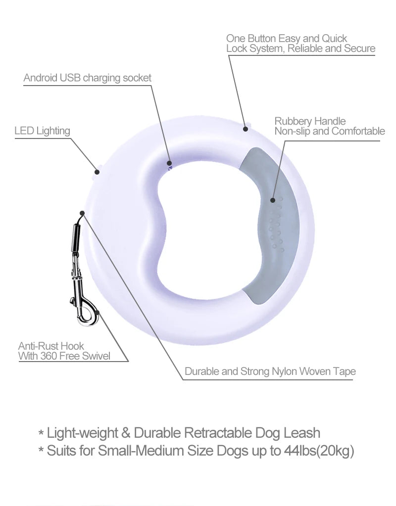 Automatic Retractable Dog Traction Rope